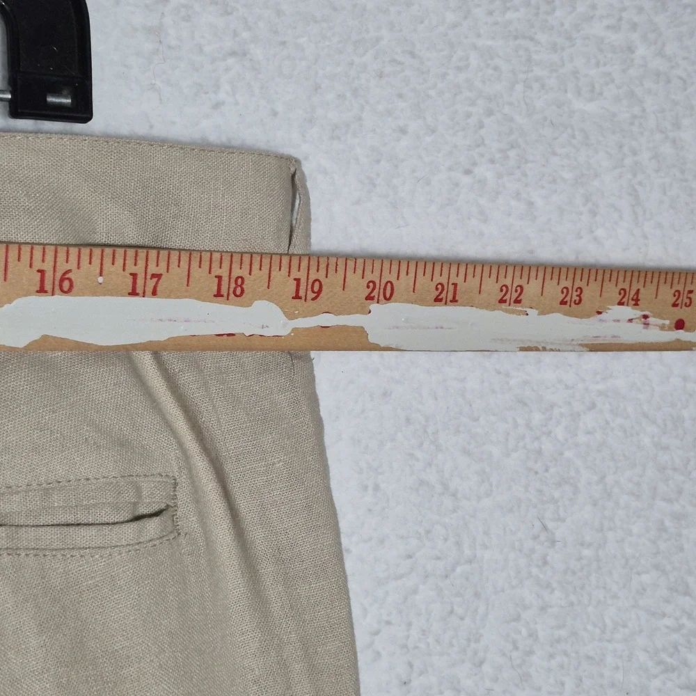 Alan Flusser Men's Linen Blend Pants Sz 38x32 Tan Straight Leg Casual Summer